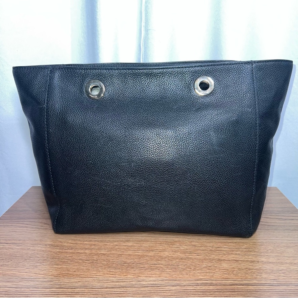 Coach 57107 Pebbled Leather Turnlock Tote Bag Black | READ - Picture 2 of 8